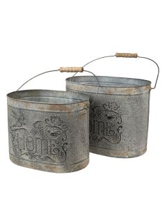 Decoration bucket (2) 31x20x23 / 27x17x21 cm - set (2) 