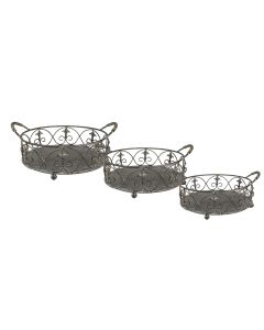 Iron basket (3) 45x39x16 / 37x32x15 / 31x26x13 cm - set (3) 