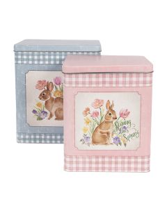 Tin box (2) 21x15x25 / 18x13x22 cm - set (2)