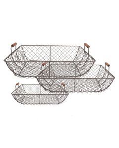Baskets (3) 40x34x15 / 36x30x14 / 32x26x13 cm - set (3) 