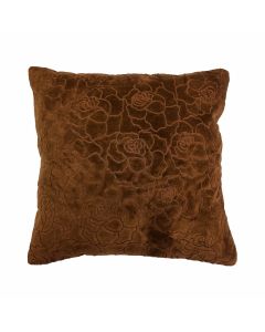 Rose Embroidery Cushion reddish brown 45x45cm