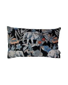 Elephant Print Cushion black blue 30x50cm