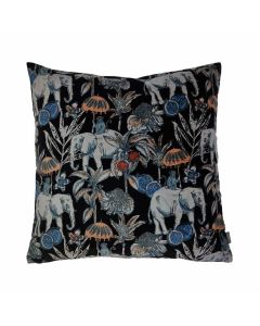 Elephant Print Cushion black blue 60x60cm