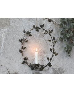 Wreath for short dinner candle w. hanger