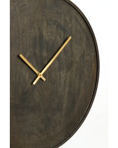 Clock Ø56 cm VETI mango wood dark brown+gold