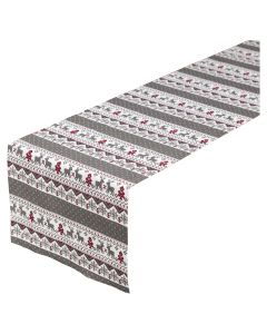 Reindeer Tableribbon grey/red 30cmx3mtr (rolled) (20 in box)