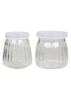 Storage jar w. grooves & lid set of 2