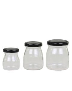 Storage jar w. black lid set of 3