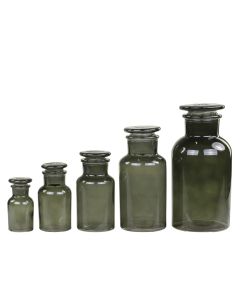 Old French Apothecary Glass w. lid set of 5