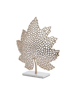 A - Ornament on base 22x8x30 cm LEAF gold+marble white