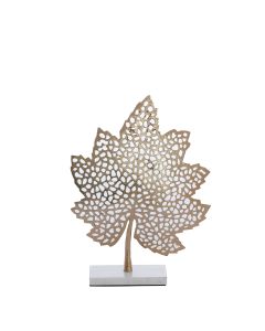 A - Ornament on base 28x8x35 cm LEAF gold+marble white