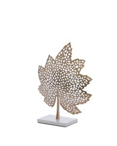 A - Ornament on base 28x8x35 cm LEAF gold+marble white