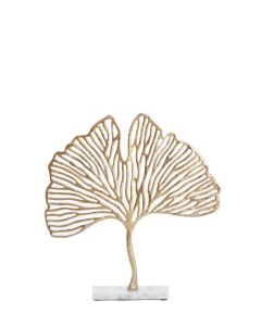 A - Ornament on base 36x6x39 cm LEAF gold+marble white
