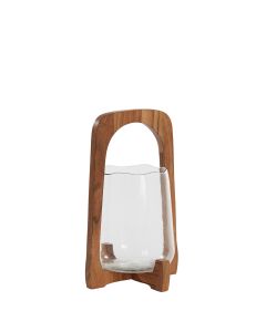 Hurricane Ø21,5x35 cm ANOSY glass clear+wood natural