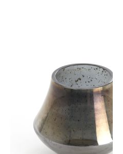 Tealight Ø12x10 cm LEANI glass stone finish smoked