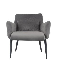 Armchair rose velvet and teddy fabric with armrests - velvet light gray
