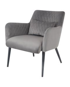 Armchair rose velvet and teddy fabric with armrests - velvet light gray