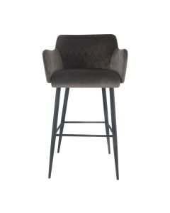 Bar stool velvet velvet metal 75 cm Rose - Velvet Grey