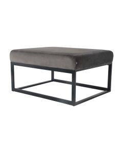 Pouf Hocker footstool side table velvet and leather look 75 cm Otto - Velvet Gray