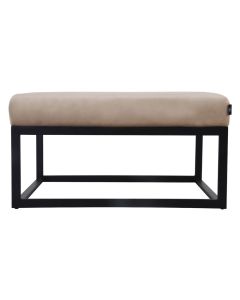 Pouf Hocker footstool Side table Velvet and leather look 75cm Otto - Velvet Taupe