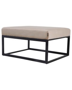 Pouf Hocker footstool Side table Velvet and leather look 75cm Otto - Velvet Taupe