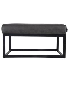 Pouf Hocker footstool Side table Velvet and leather look 75cm Otto - Stone