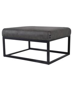 Pouf Hocker footstool Side table Velvet and leather look 75cm Otto - Stone