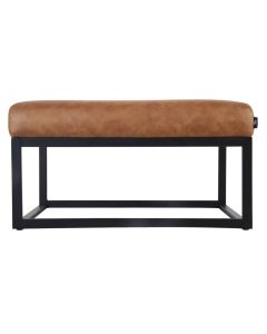 Pouf Hocker footstool Side table Velvet and leather look 75cm Otto - Cognac