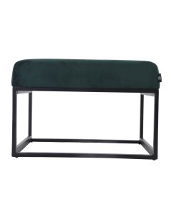 Pouf Hocker footstool Side table Velvet and leather look 60cm Otto - Velvet dark green