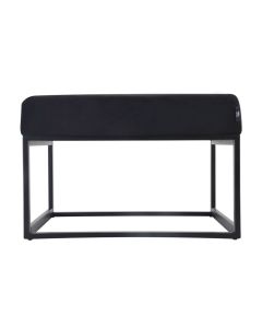 Pouf Hocker footstool side table Velvet and leather look 60cm Otto - Velvet Black