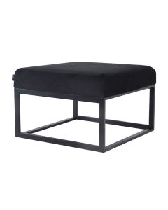 Pouf Hocker footstool side table Velvet and leather look 60cm Otto - Velvet Black