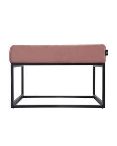 Pouf Hocker footstool side table Velvet and leather look 60cm Otto - Velvet Pink