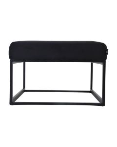 Pouf Hocker footstool side table velvet and leather look 75 cm Otto - Velvet Black