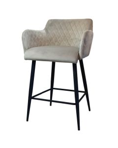 Bar stool Velvet Velvet and Bouclé Metal 65 cm Rose - Velvet Taupe