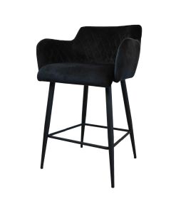 Bar stool velvet velvet and bouclé metal 65 cm rose - velvet black