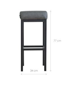 Bar stool leather look artificial leather Bruce - Stone, 75 cm