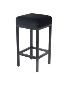 Bar stool Velvet Velvet and Bouclé Bruce - Velvet Black, 75 cm