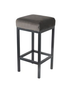 Bar stool Velvet Velvet and Bouclé Bruce - Velvet Gray, 75 cm