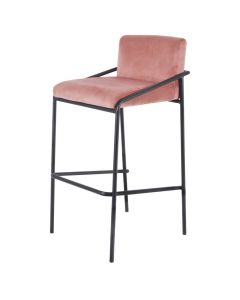 Bar stool Velvet velvet metal 75 cm Lev - Velvet Pink