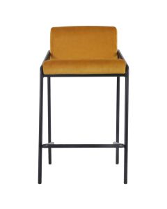 Bar stool velvet velvet and bouclé metal 65 cm Lev - velvet ocher yellow