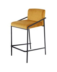 Bar stool velvet velvet and bouclé metal 65 cm Lev - velvet ocher yellow