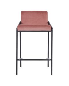 Bar stool Velvet Velvet and Bouclé Metal 65 cm Lev - Velvet Pink