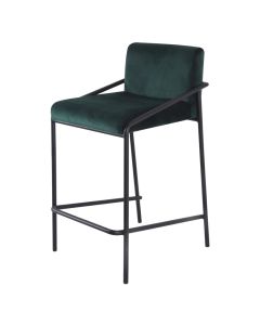 Bar stool Velvet Velvet and Bouclé Metal 65 cm Lev - Velvet Dark green