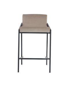 Bar stool Velvet Velvet and Bouclé Metal 65 cm Lev - Velvet Taupe