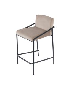 Bar stool Velvet Velvet and Bouclé Metal 65 cm Lev - Velvet Taupe