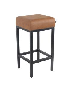 Bar stool leather look artificial leather Bruce - Cognac, 65 cm