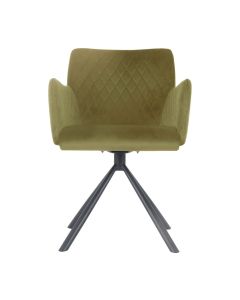 Dining room chair 180 degrees rotating Rose - Velvet Olive green