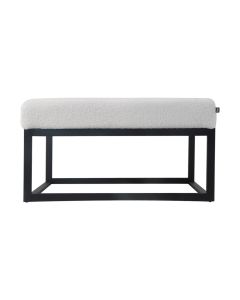Pouf Hocker footstool side table teddy fabric white 75cm Otto
