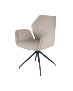 Dining room chair with armrests rotatable with herringbone pattern Apollo - Velvet Taupe