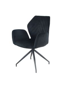 Dining room chair with armrests rotatable with herringbone pattern Apollo - Velvet Black